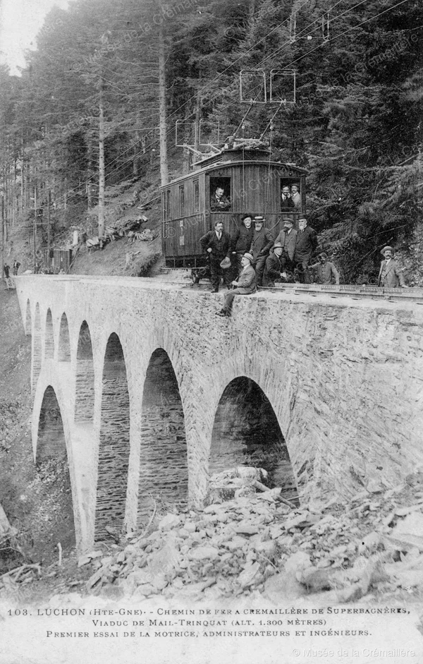 Le viaduc de Mail-Tringuet — Premier essai de la motrice
